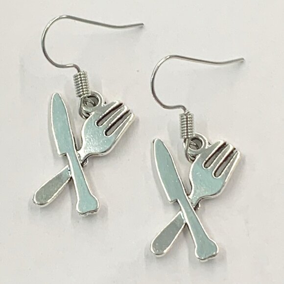 Knife Earring, Fork Earring, Utensil Earring, Chef Earring, Cook Earring, Gift - Picture 3 of 6